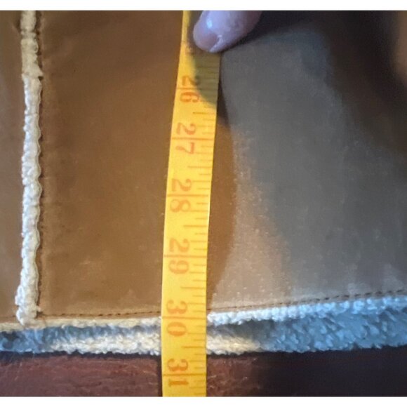 St. Johns Bay Large Washable Suede Coat W/ Faux Shearling Trim Penny Lane Boho - Picture 8 of 9